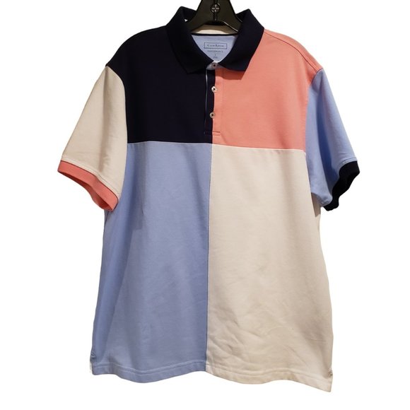 Club Room Men Color Block Performance Polo Shirt Large - Picture 1 of 5
